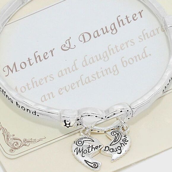 "Mother & Daughter" Heart Stretch Bracelet - Picture 3 of 4